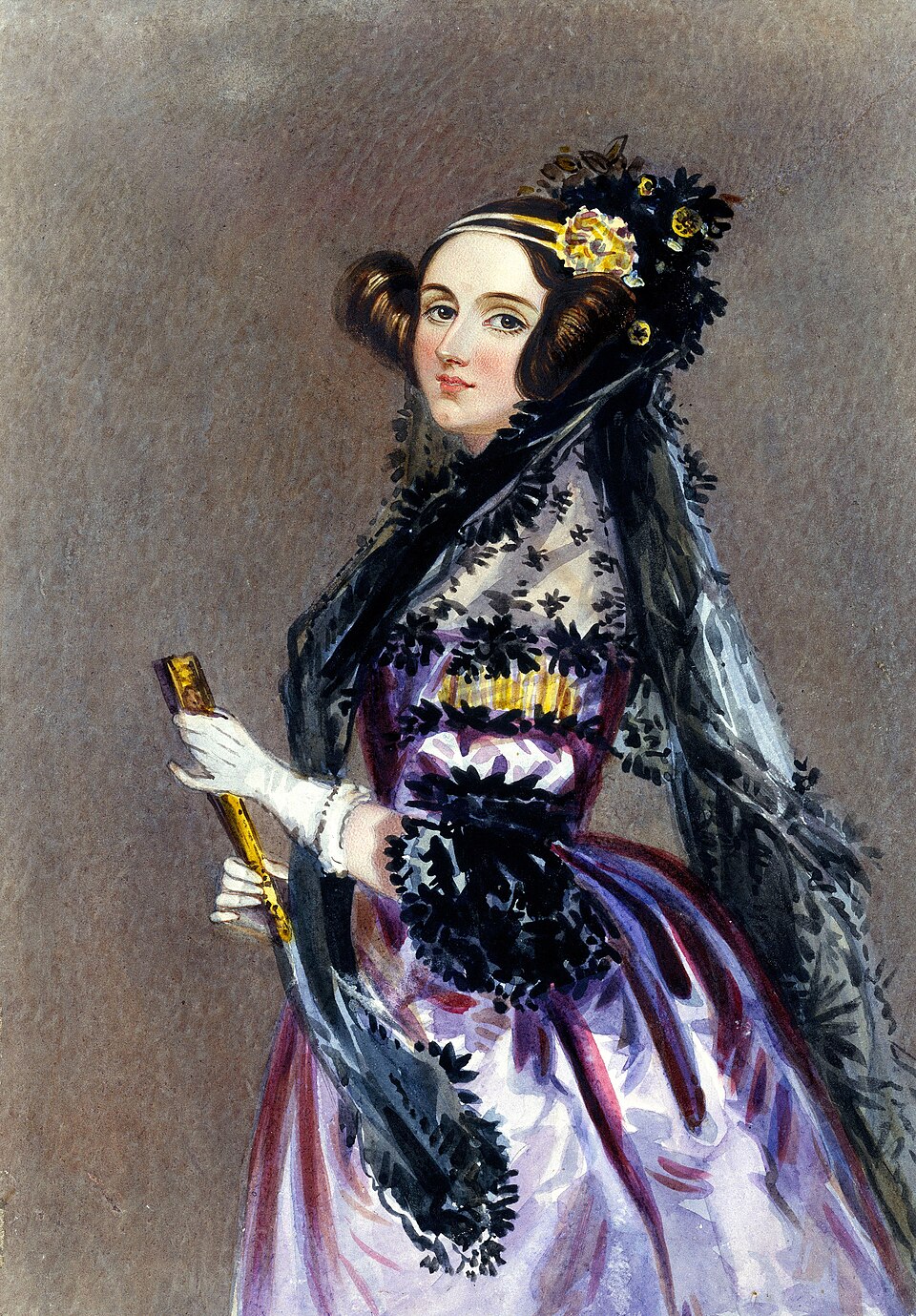 Watercolour portrait of Ada Lovelace by Alfred Edward Chalon